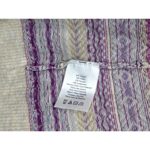 Eddie Bauer Cream and Purple Patterned Cardigan - Picture 8 of 9